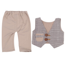 (Khaki) 2tlg. Babyfoto-Set: Weiches Weste-Shorts Khaki