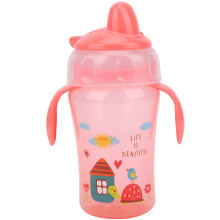 (Red) Silicone Baby Learning Cup 300ml Leakproof Duckbill Red