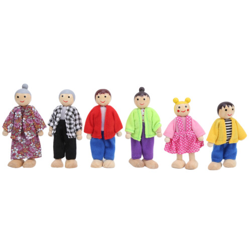 (#3) Set Miniature Pine Family Doll Figures Ornament 1
