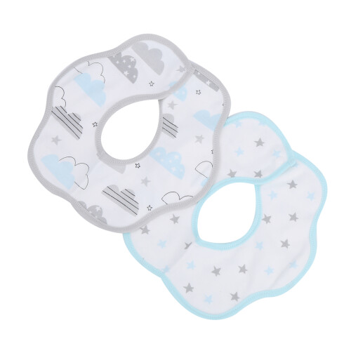 (Cloud Type) 2pcs Cotton Drooling Bibs Cute Cloud Print Absorbent Baby 2