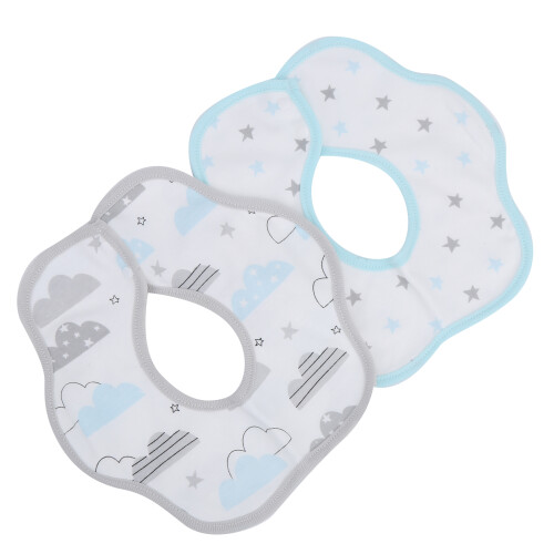 (Cloud Type) 2pcs Cotton Drooling Bibs Cute Cloud Print Absorbent Baby 1
