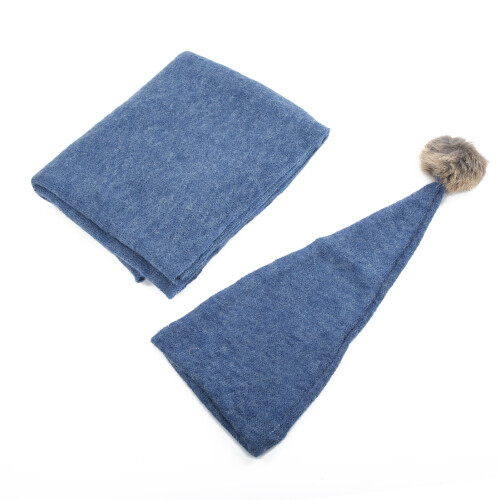 (Blue) Coperta e Cappello Uncinetto Foto Bebe 1