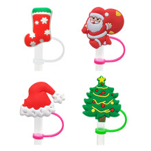 4Pcs Drinking Straw Caps Straw Toppers Christmas Cartoon-4pcs