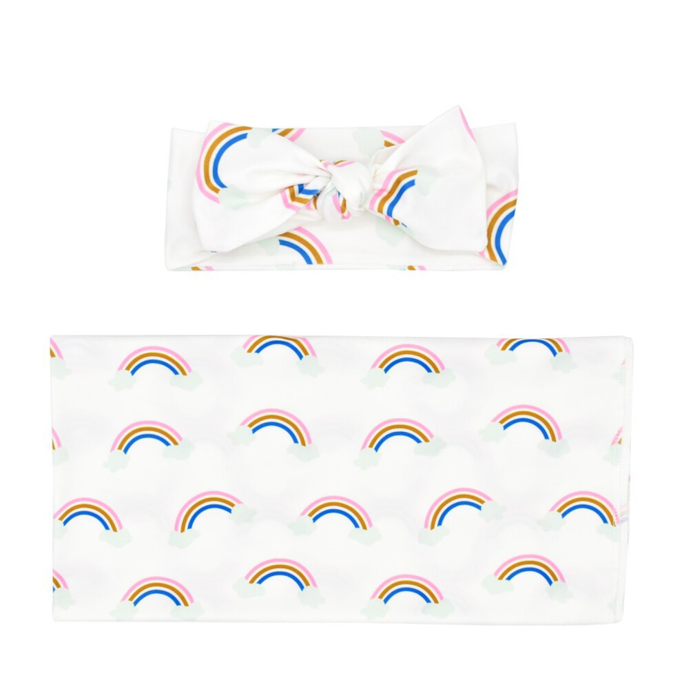 (#2 80 x 80cm) Newborn Swaddle Blanket Headband Set 80x80cm