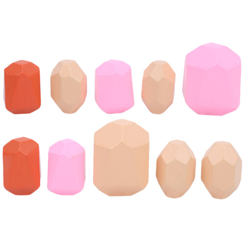 (Combination 4) Wooden Colored Stone Building Blocks Stacking Toy