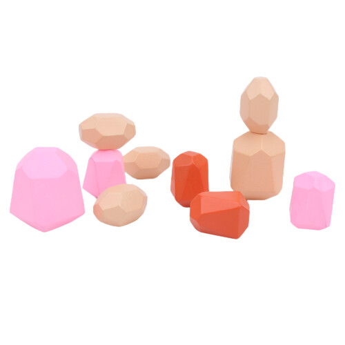 (Combination 4) Wooden Colored Stone Building Blocks Stacking Toy 2