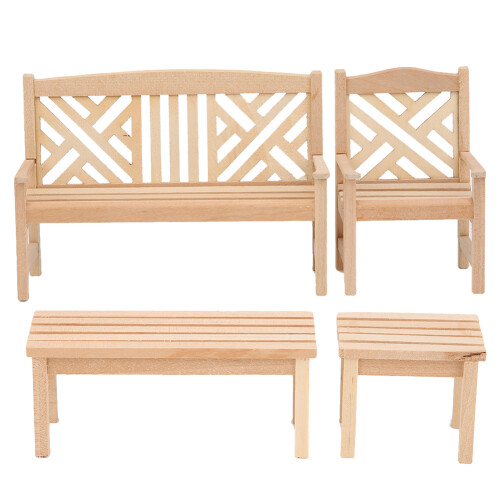 (4pcs) Set 4 pezzi tavolo e sedia mini giardino 2
