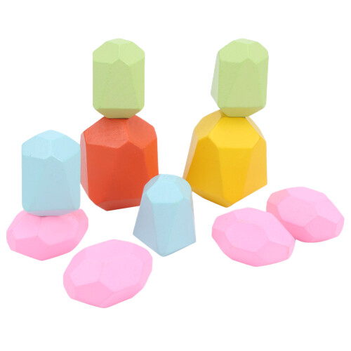 (Combination 2) Wooden Colored Stone Building Blocks Stacking Toy 2