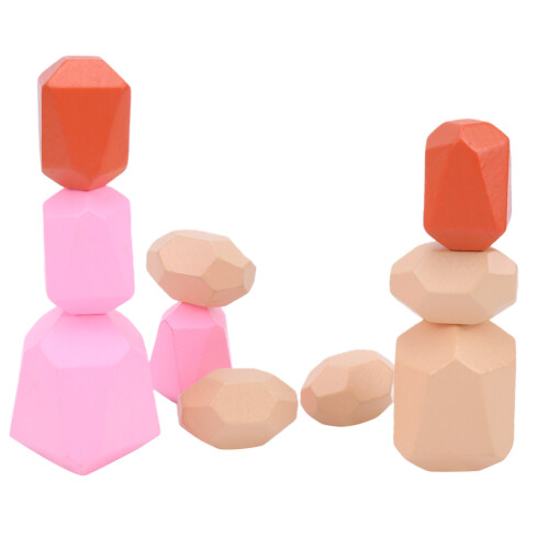 (Combination 4) Wooden Colored Stone Building Blocks Stacking Toy 1