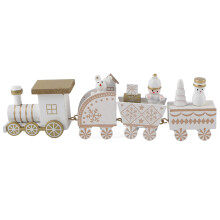 (White) Mini houten treintje kerstcadeau voor kids