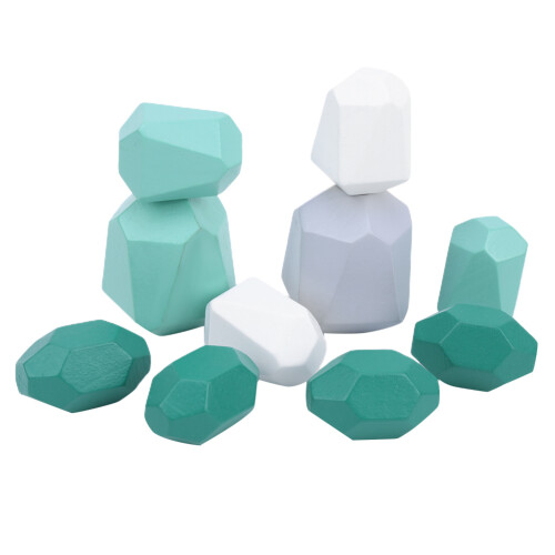 (Combination 3) Wooden Colored Stone Building Blocks Stacking Toy 2