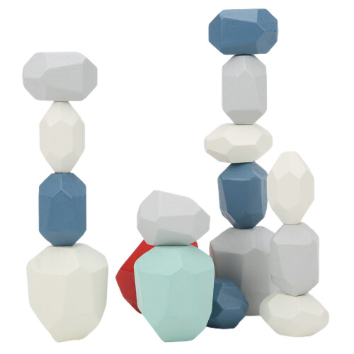 (16pcs) Wooden MultiColor Stone Building Block 16pcs 2