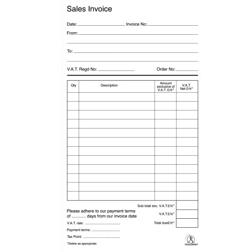 Challenge Duplicate Invoice Books with VAT/Tax - 100 Sets - Pack of 5 1