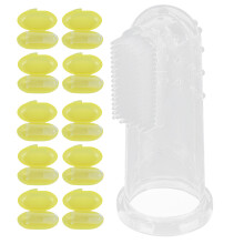 (Yellow Shell) 10x Silikon-Fingerzahnbürste weich für Neugeborene transparent