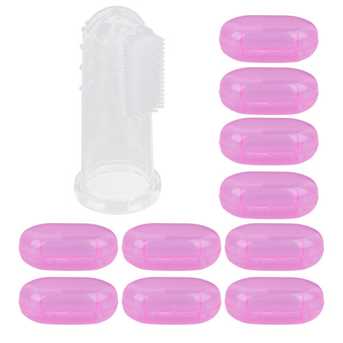 (Pink Shell) 10x siliconen tandborstel 2