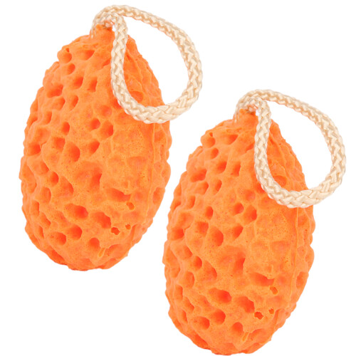 (Orange) 2 Pcs Baby Bath Sponge Soft Scrubber Orange 1