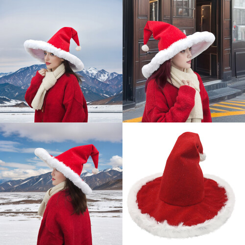 Stilvolle Weihnachtsmütze, elegante Hexenmütze, verdickte-Rot 2