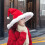 Stilvolle Weihnachtsmütze, elegante Hexenmütze, verdickte-Rot 4