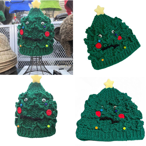 Schneemänner Weihnachtsmütze gestrickt bunt gestreift-Grün 2