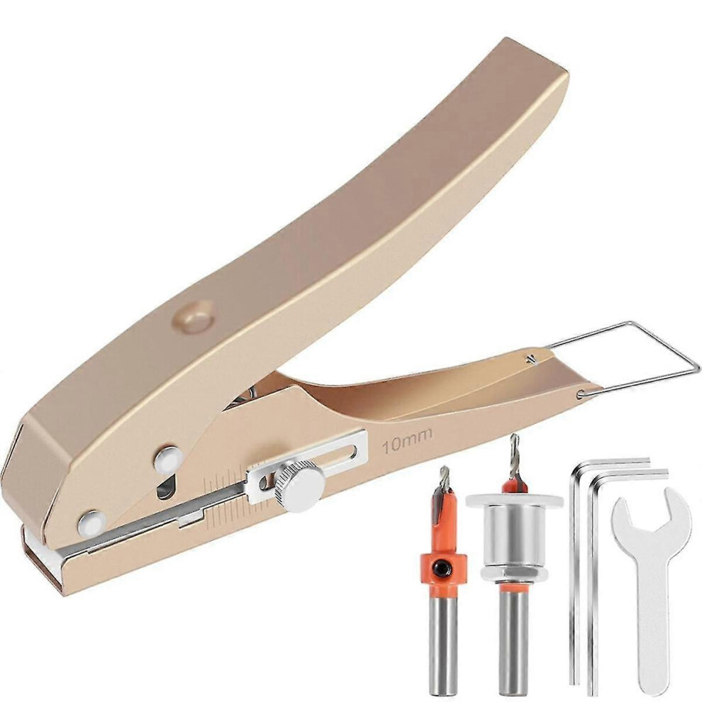 Kikidex (As Show, One Size) Single Hole Punch 10Mm Heavy Duty Hole Puncher Edge Banding Punching Plier With Scale For Paper Car