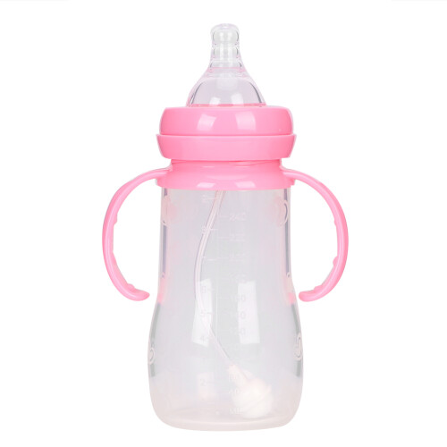 240ml Silikon-Babyflasche mit Griff und Strohhalm 1