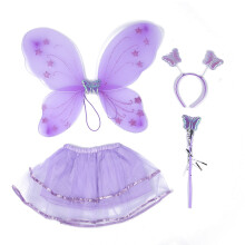 (Violet Aile monocouche 4pcs / set) Feen-Schmetterlings-Flügel Kopfbänder Rock Kostüm Set