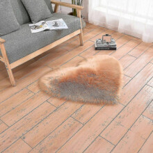 Heart Shaped Rug Soft Faux Sheepskin Fur Tflycq for Home Sofa Floor Mat Plush( Size,Color : 60x90cm-Khaki