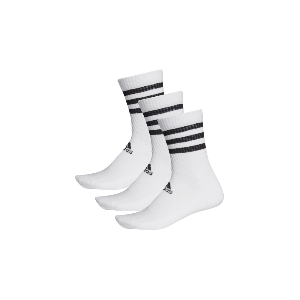 Adidas 3-Stripes Cushioned Crew Arch Support Sports Socks 3 Pairs Uk M / 6.5-8 White