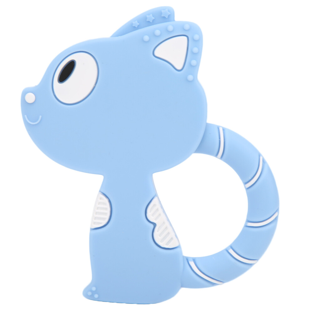 (Blue) Baby Teething Toy Silicone Cartoon Animal Shape Teether Blue