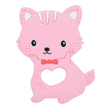 (Pink) Silikon-Baby-Zahnring Katze Blau