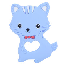 (Blue) Silikon-Baby-Zahnring Katze Blau