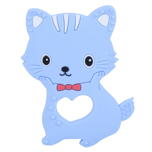(Blue) Silikon-Baby-Zahnring Katze Blau