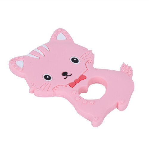 (Pink) Silikon-Baby-Zahnring Katze Blau 1