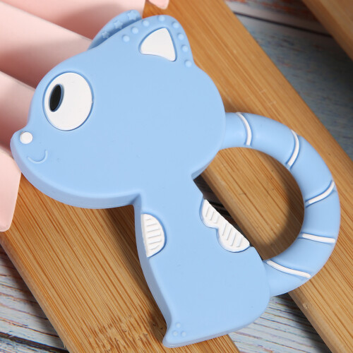 (Blue) Anellino Dentizione Silicone Animale Blu 2