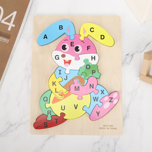 (Rabbit) 26 Letters Animal Puzzle Toy Educational Jigsaw Gift Rabbit 2