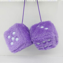 Purple Plush Dice Hanging Car Ornament 1 Pair Rear View Mirror Decor Plush Dice Car Interior Accessory Purple
