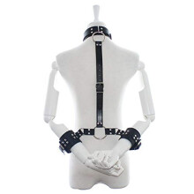 Neck to Wrist Restraints Bondage Kit, Beginner Bondage Kit, Collar and Handcuffs Set, SM Harness Toys, Adult BDSM Play