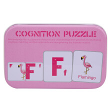 (Pink 56pcs Card) Kid Learning Cognitive Card Set with Storage Box (56pcs, Pink)