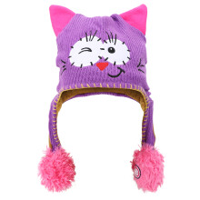 (Purple) Strickmütze mit beweglichen Ohren Grau für Baby