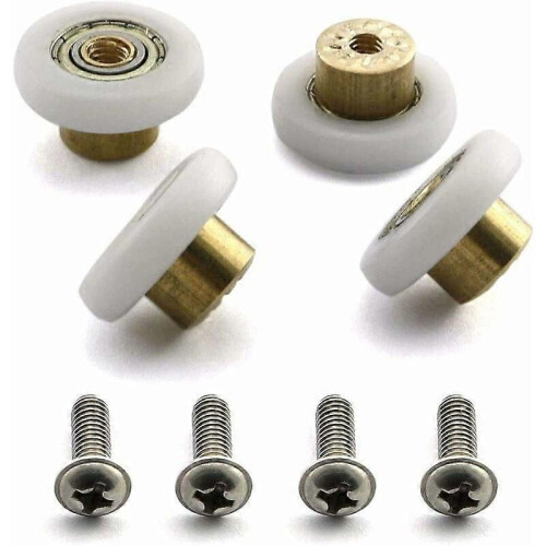 Replacement roller set for 4 sliding shower doors with screws, screw diameter M4 19mm 2