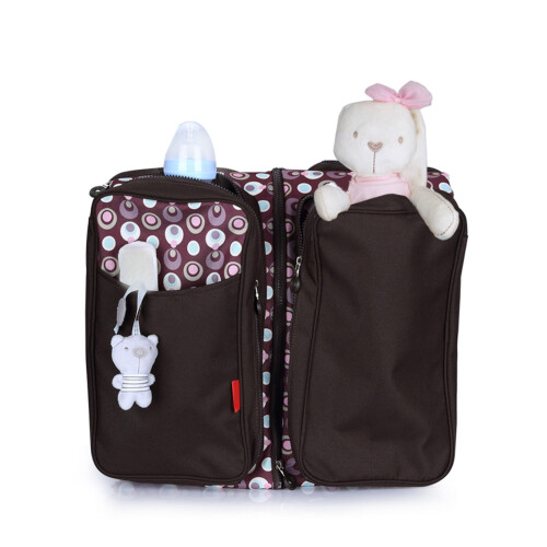 (Brown) Multifunctionele Mummy Groot Opvouwbaar Babybed Rollwagen Bruin 1
