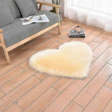 Heart Shaped Rug Soft Faux Sheepskin Fur Tflycq for Home Sofa Floor Mat Plush( Size,Color : 40x50cm-Beige Yellow