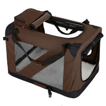 Folding Soft Dog Crate For Small And Medium Dogs Travel Kennel With Mat And Pocket Indoor Outdoor Coffee Color Size S
