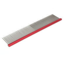 Greyhound Comb for Dogs, Metal Dog Comb, Cat Comb, Knot Removal, Rounded Ends, Red, 16 cm