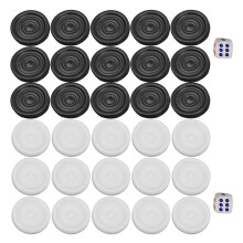 22mm Plastic Black White Backgammon Chips Set Kids Toy
