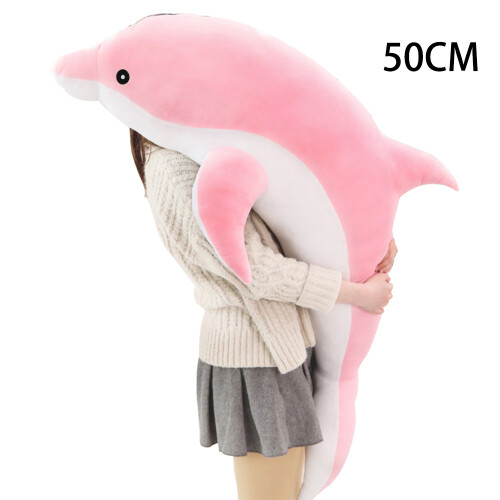 Großer rosa Delfin-Plüschspielzeug 50cm, Stofftier