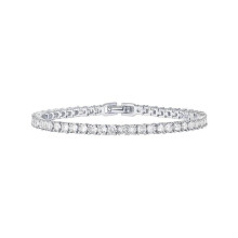 (Silver) 14K Gold Plated 3mm Cubic Zirconia Classic Tennis Bracelet | Gold Bracelets for Women | Size 7 Inch