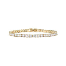 (Gold) 14K Gold Plated 3mm Cubic Zirconia Classic Tennis Bracelet | Gold Bracelets for Women | Size 7 Inch