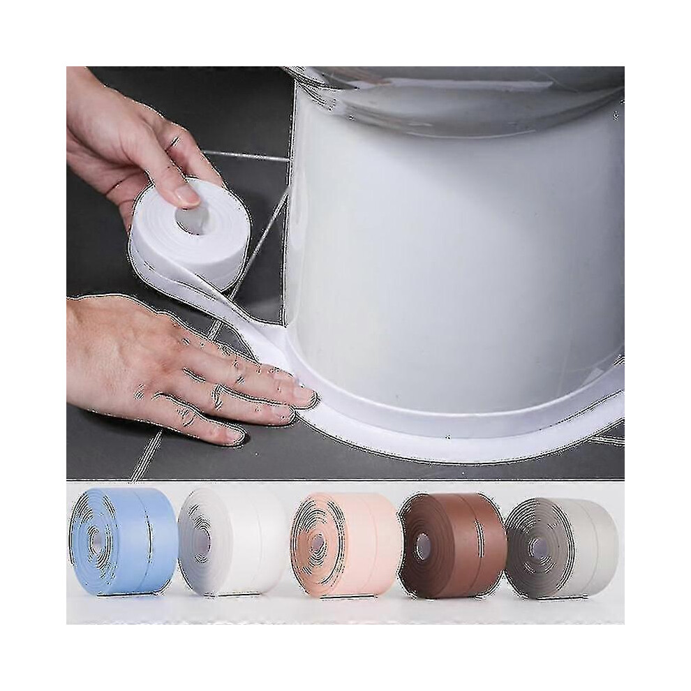(Brown, 3.8cm x 320cm) Waterproof Sealing Tape Diy Self Adhesive Mildew-proof Sealant Tape Wallpaper Kitchen Floor Pvc
