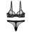 (75E, black) Ultra-thin Cup, Mesh Lace Underwear, Unlined Bra Panties Set 1